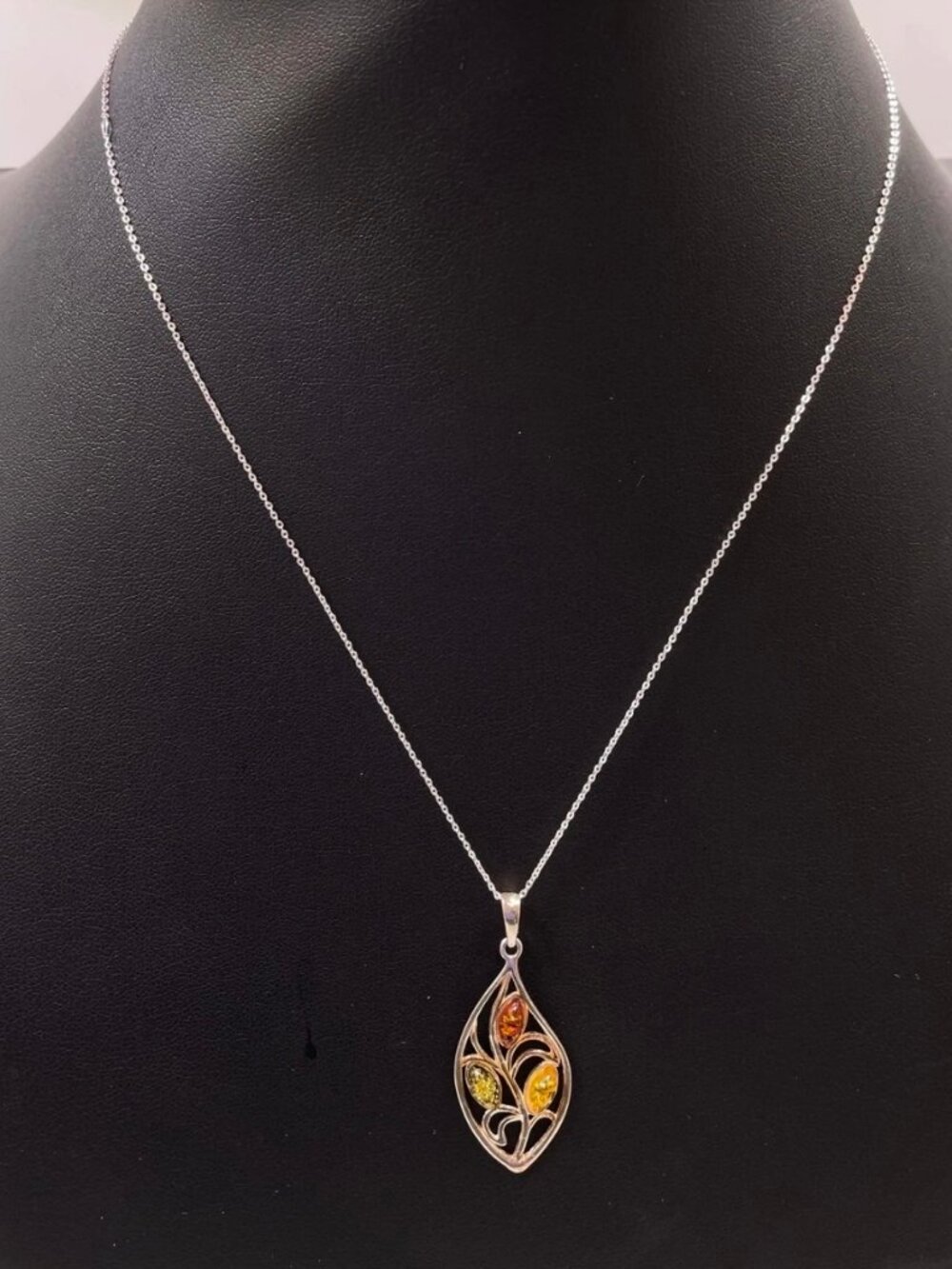 STERLING SILVER KL AMBER 20 INCH NECKLACE 1MM WIDTH CABLE CHAIN 3.2G #GF111 - Picture 3 of 5